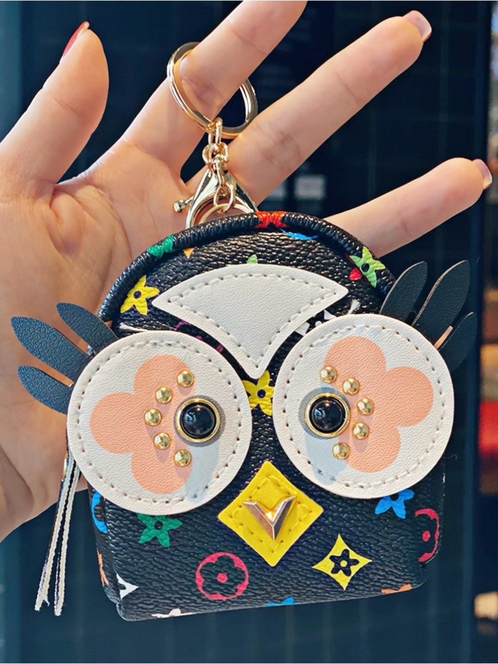 Cute Owl Keychain Coin Purse - Multicolor